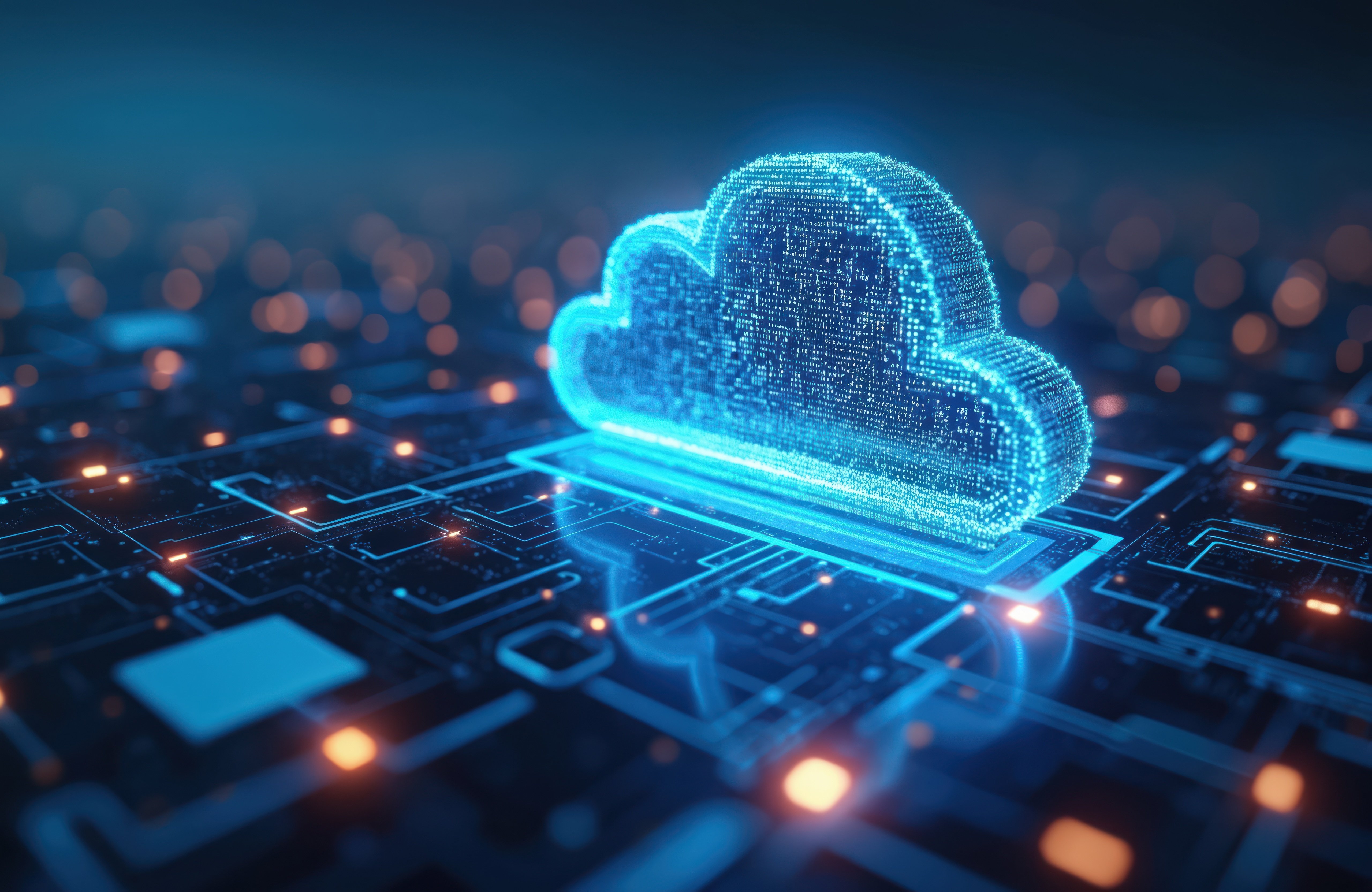 glowing picture of a blue cloud representing Cloud Security for Healthcare